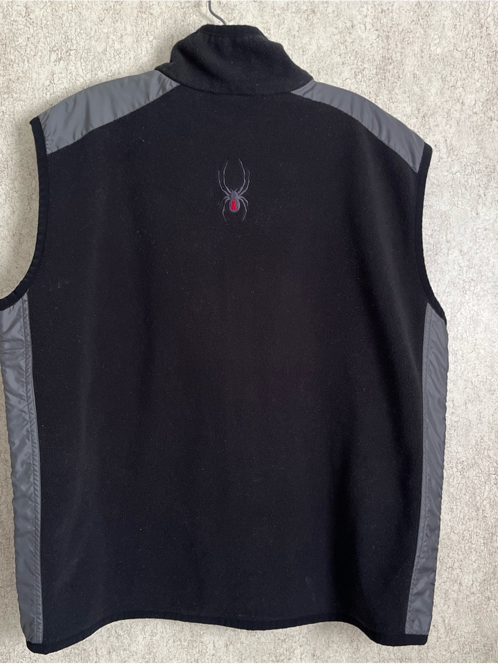 Spyder Soft Shell Fleece Vest Black Gray Zip Front Pockets Logo Men’s Medium - Picture 5 of 8